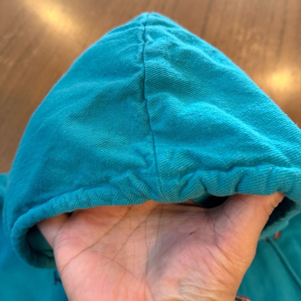 Vintage Crazy Shirts Hawaii San Diego Hoodie Teal Embroidered USA Made 90s XL - Picture 4 of 8
